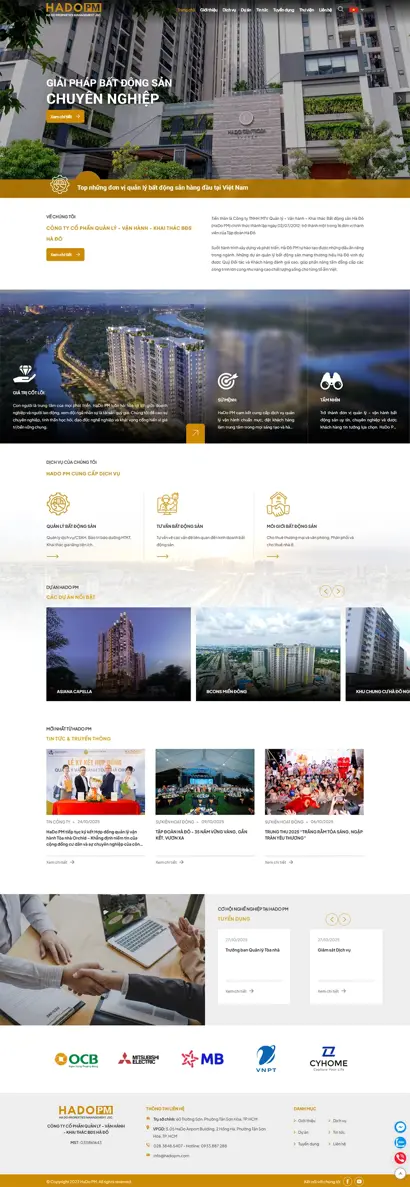 Thiết kế web cho Công ty Cổ phần Quản lý - Vận hành - Khai thác BĐS Hà Đô