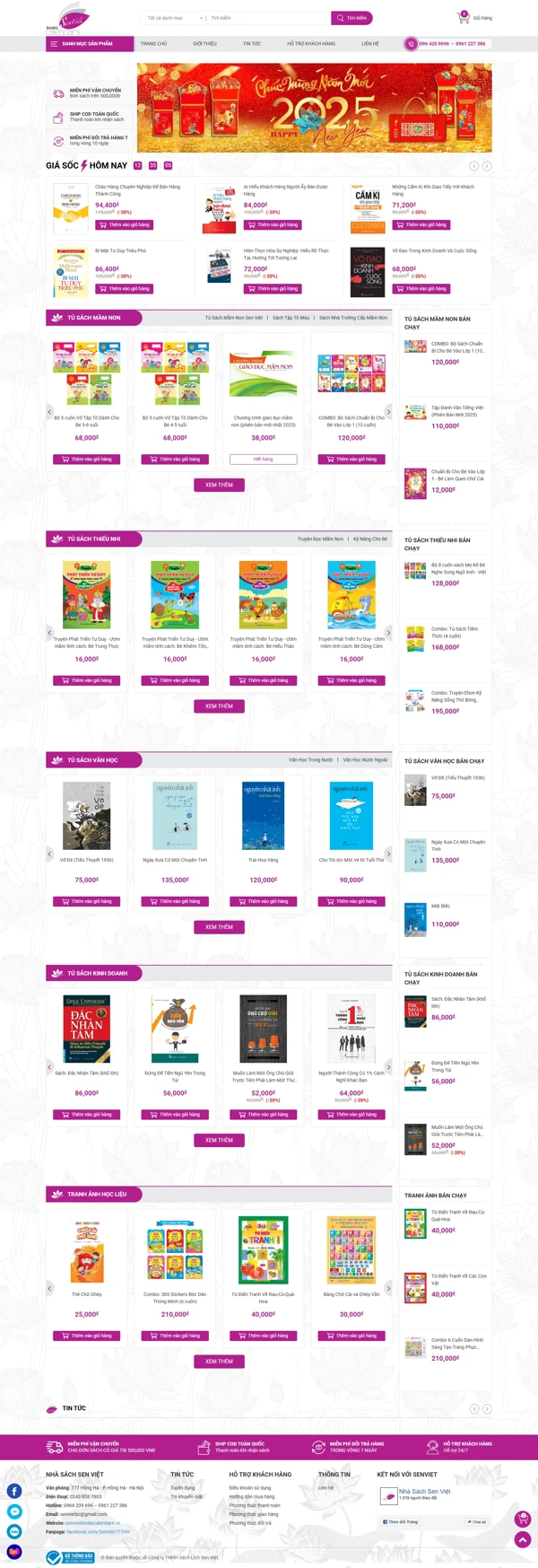 Thiết kế web cho Nhà sách Sen Việt