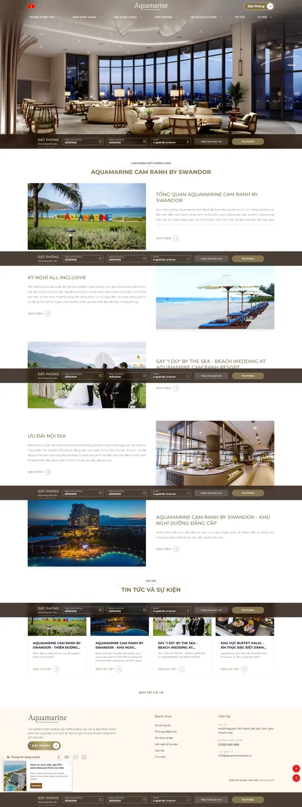 Thiết kế web cho Aquamarine Resort & Spa Cam Ranh