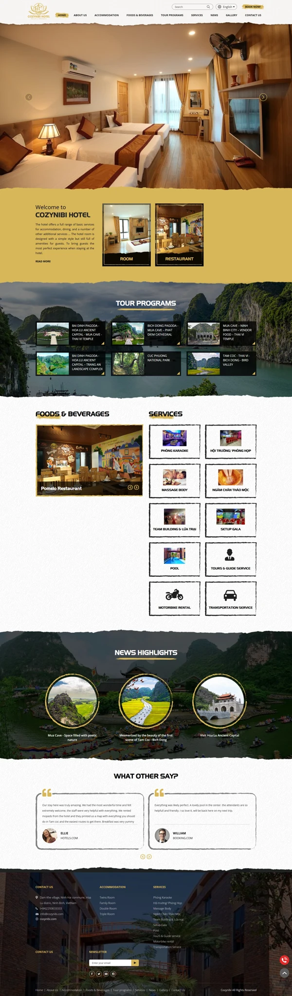 Thiết kế web cho Cozynibi Hotel