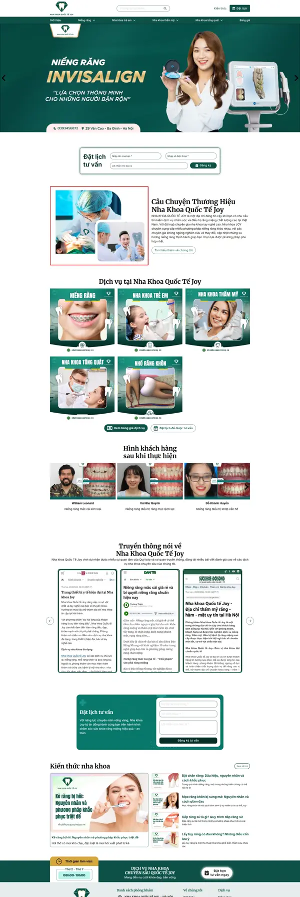 Thiết kế web cho Nha Khoa Quốc Tế Joy