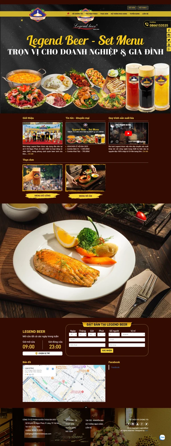 Thiết kế web cho Legend beer Brewhouse
