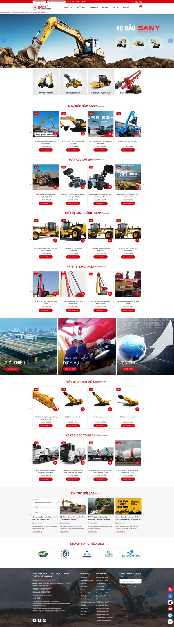 Thiết kế web cho Sany Việt Nam