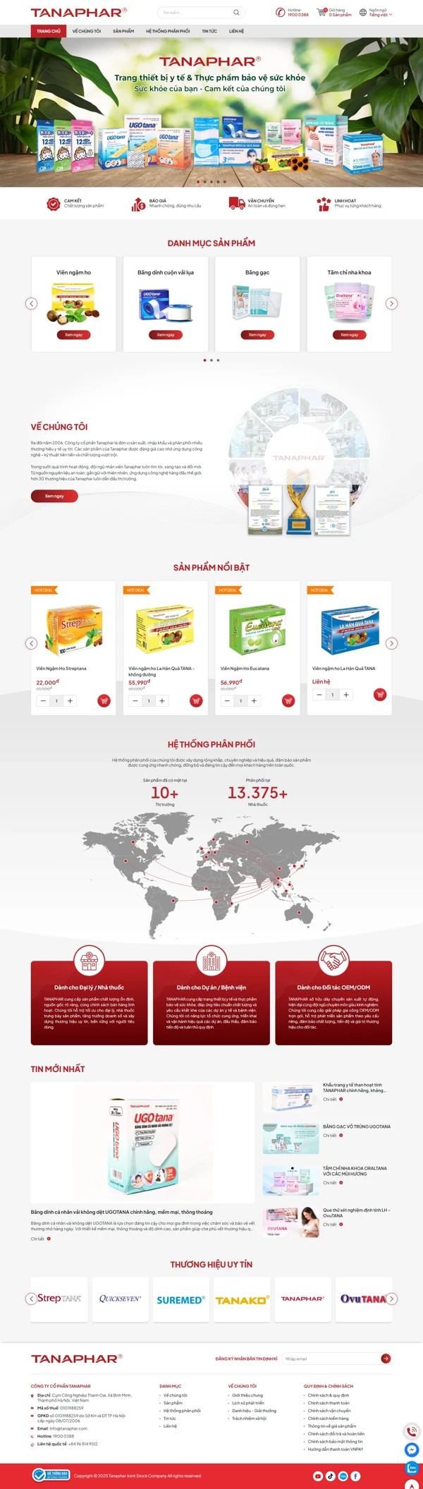 Thiết kế web cho công ty cổ phẩn Tanaphar