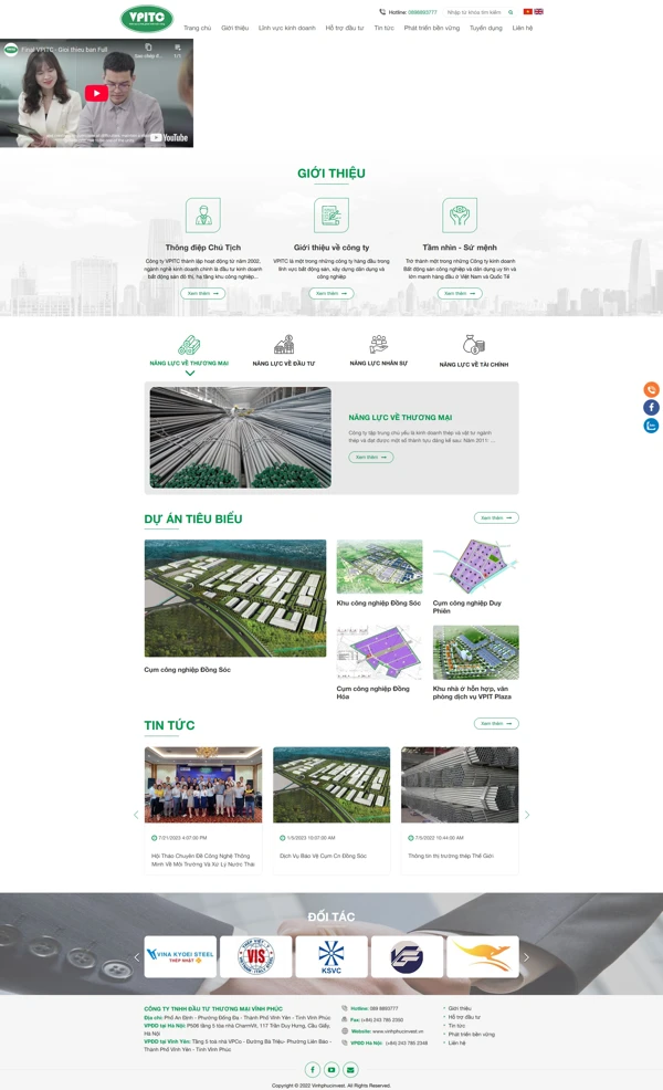 Thiết kế web cho Công ty TNHH Đầu tư thương mại Vĩnh Phúc