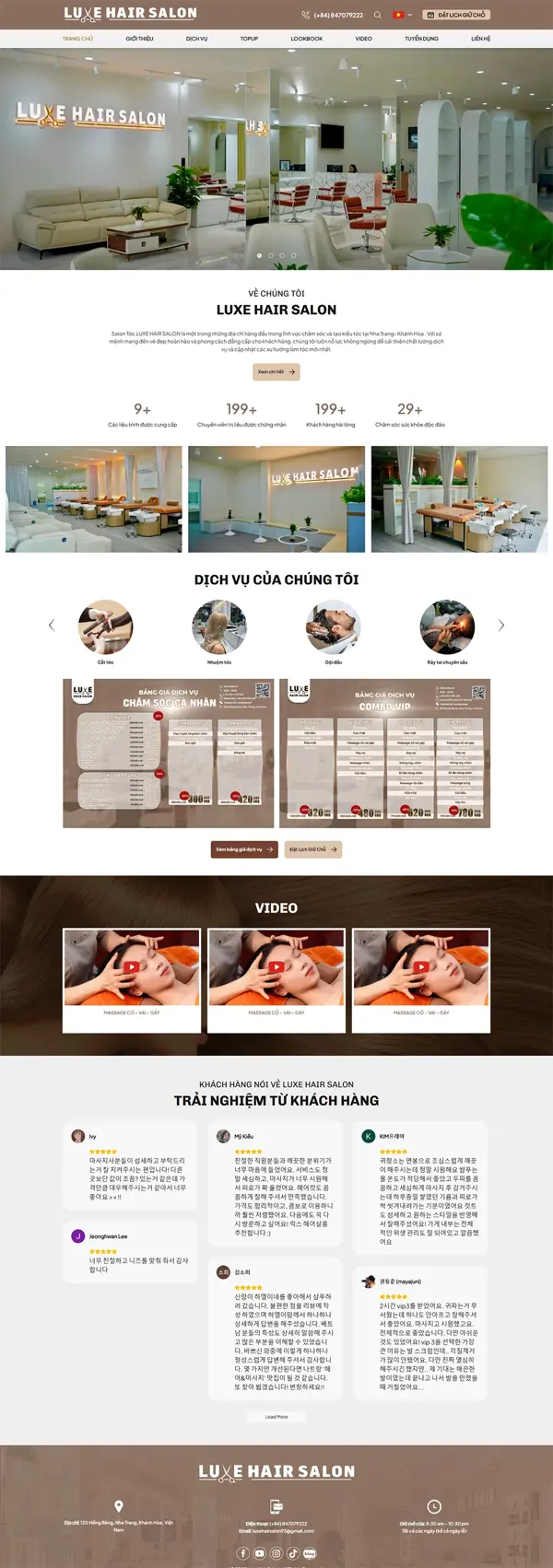 Thiết kế web cho Luxe Hair Salon