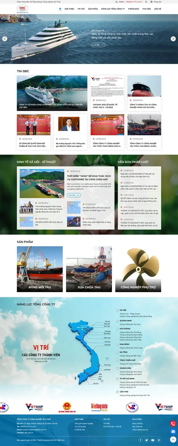Thiết kế web cho Tổng công ty Công nghiệp tàu thủy - SBIC