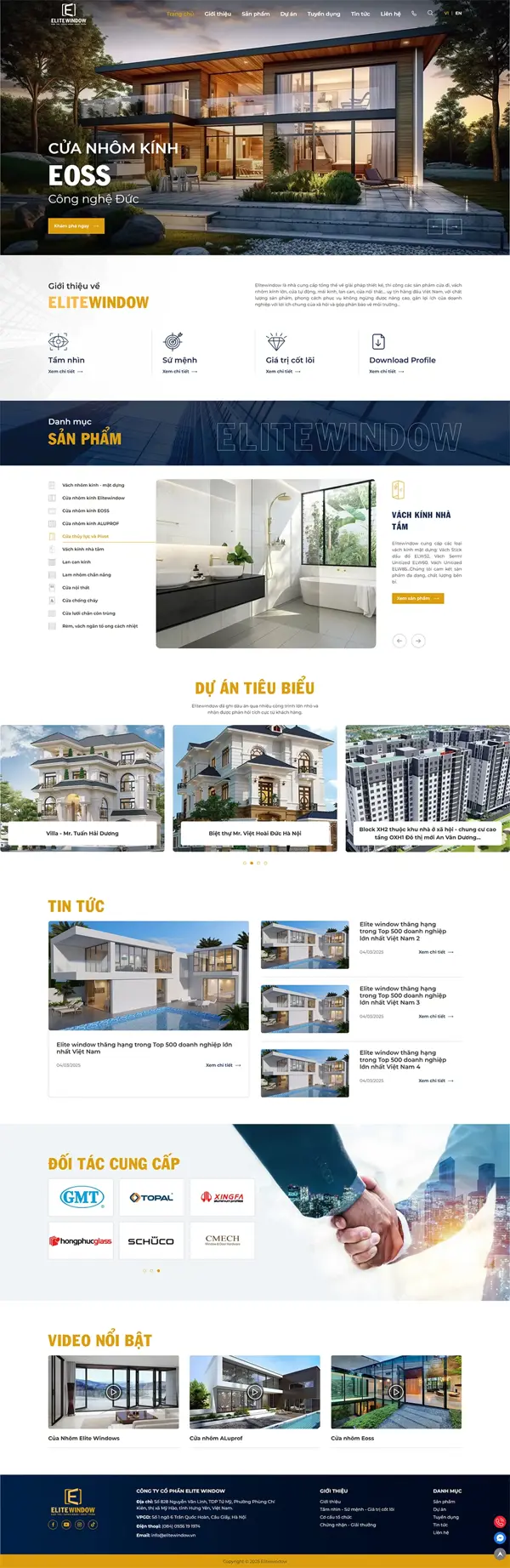 Thiết kế web cho Công ty cổ phần ELITE WINDOW