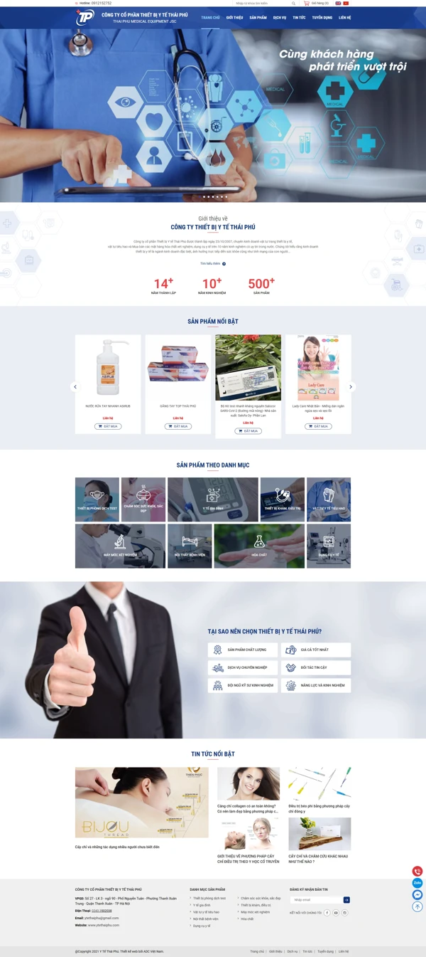Thiết kế web cho Công ty Cổ phần Thiết bị Y tế Thái Phú
