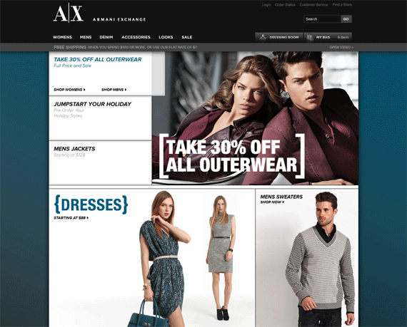 website thời trang Armani Exchange, thiết kế website thời trang