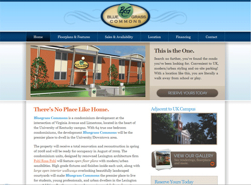 Website bất động sản Bluegrass Commons, thiết kế web bất động sản