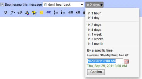 Boomerang hẹn giờ gửi và nhận thư trong Gmail, tiện ích Boomerang 03
