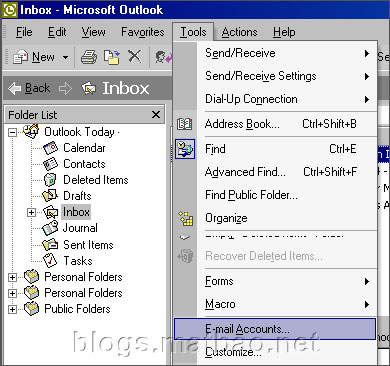  Cấu hình Nhận và Gửi Email Outlook 2000/2003 - ảnh 01