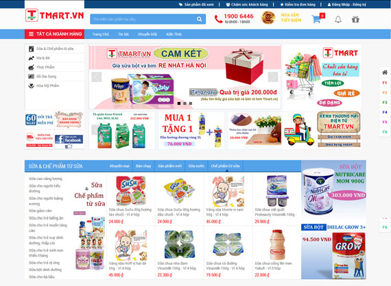 Giao diện website thương mại điện tử Tmart Stores