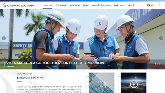 Giao diện web Công ty TNHH Daewoo Engineering & Construction Việt Nam thiết kế tại ADC
