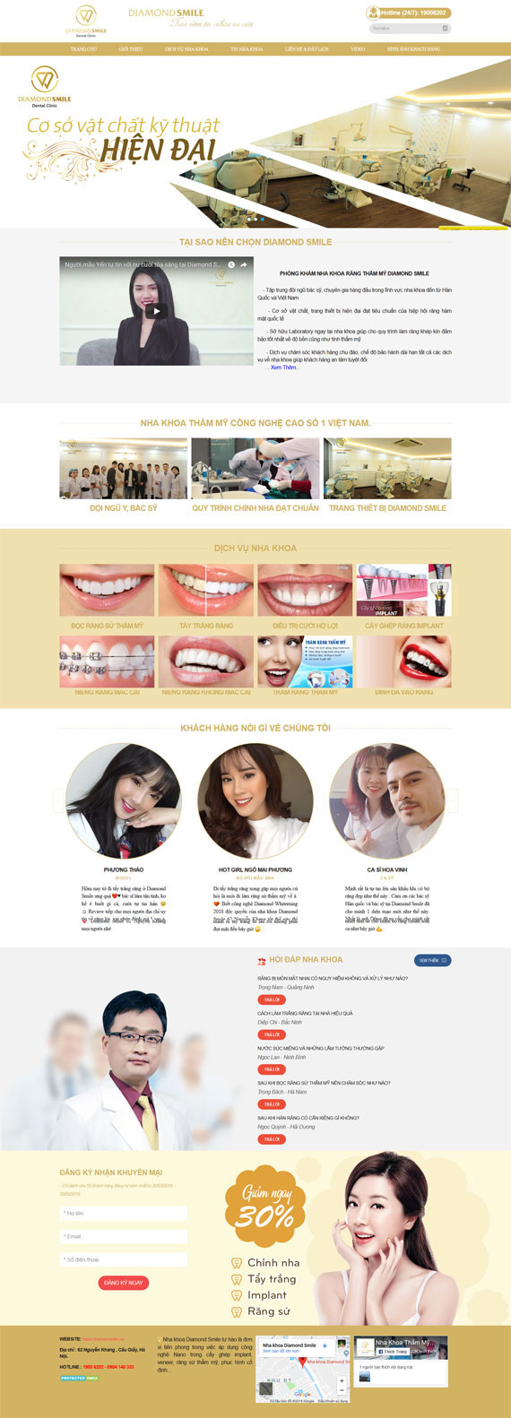 Giao diện website nha khoa DIAMOND SMILE 62 Nguyễn Khang thiết kế tại ADC