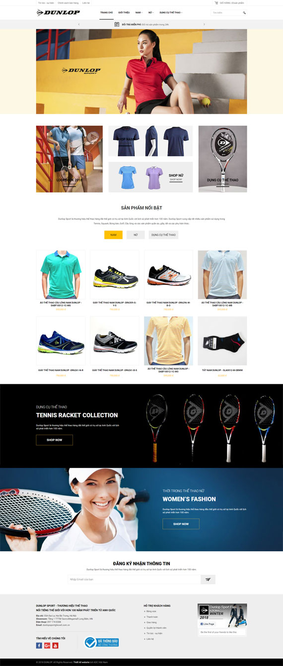 Giao diện website Dunlop Sport thương hiệu thể thao hàng đầu thế giới thiết kế tại ADC