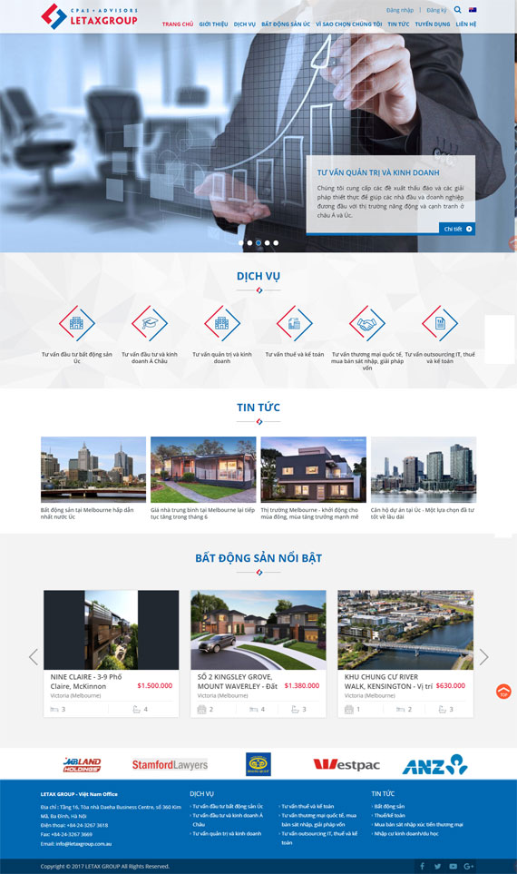 Giao diện website công ty tư vấn Letax Group thiết kế bởi ADC Việt Nam
