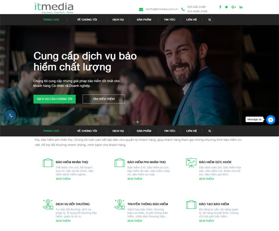Giao diện website Công ty TNHH Dịch vụ bảo hiểm ITmedia Việt Nam thiết kế tại ADC Việt Nam