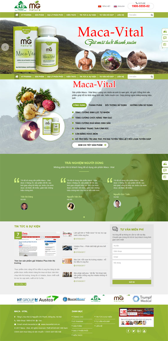 ADC Thiết kế website công ty chăm sóc sức khỏe HT Pharma | macaht.net