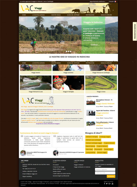Thiết kế websiteVAC Viaggi - Đại lý du lịch tại Việt Nam, Lào và Campuchia tại ADC Việt Nam