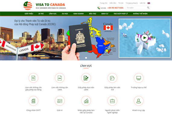 Giao diện website Visa To Canada thiết kế tại ADC