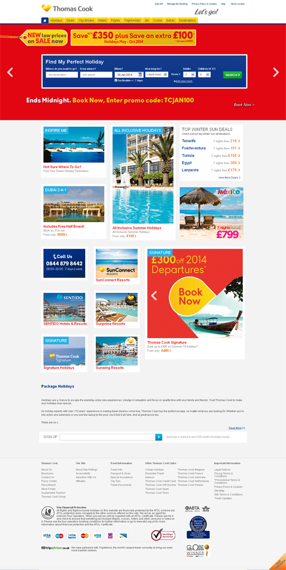 Mẫu template website du lịch công ty thomas cook travel