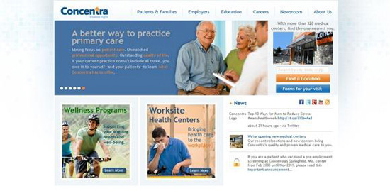 Website công ty chăm sóc sức khỏe Concentra - Concentra.com