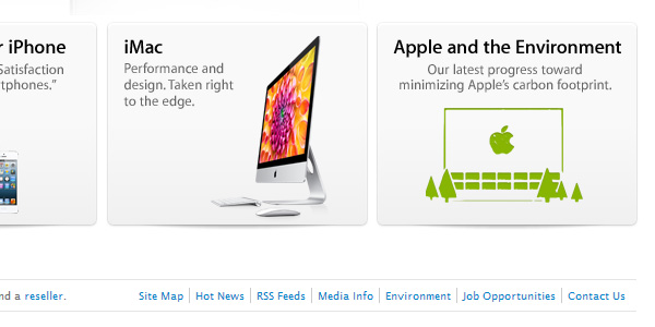 Apple đặt một liên kết đến trang liên lạc của họ ở Footer