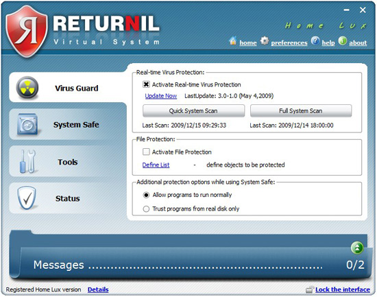 Returnil Virtual System 2010 beta 